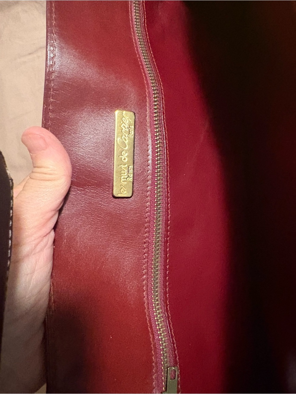 Vintage 1970s Les Must de Cartier Bordeaux Leather Tote Bag Double C Paris - Picture 7 of 11